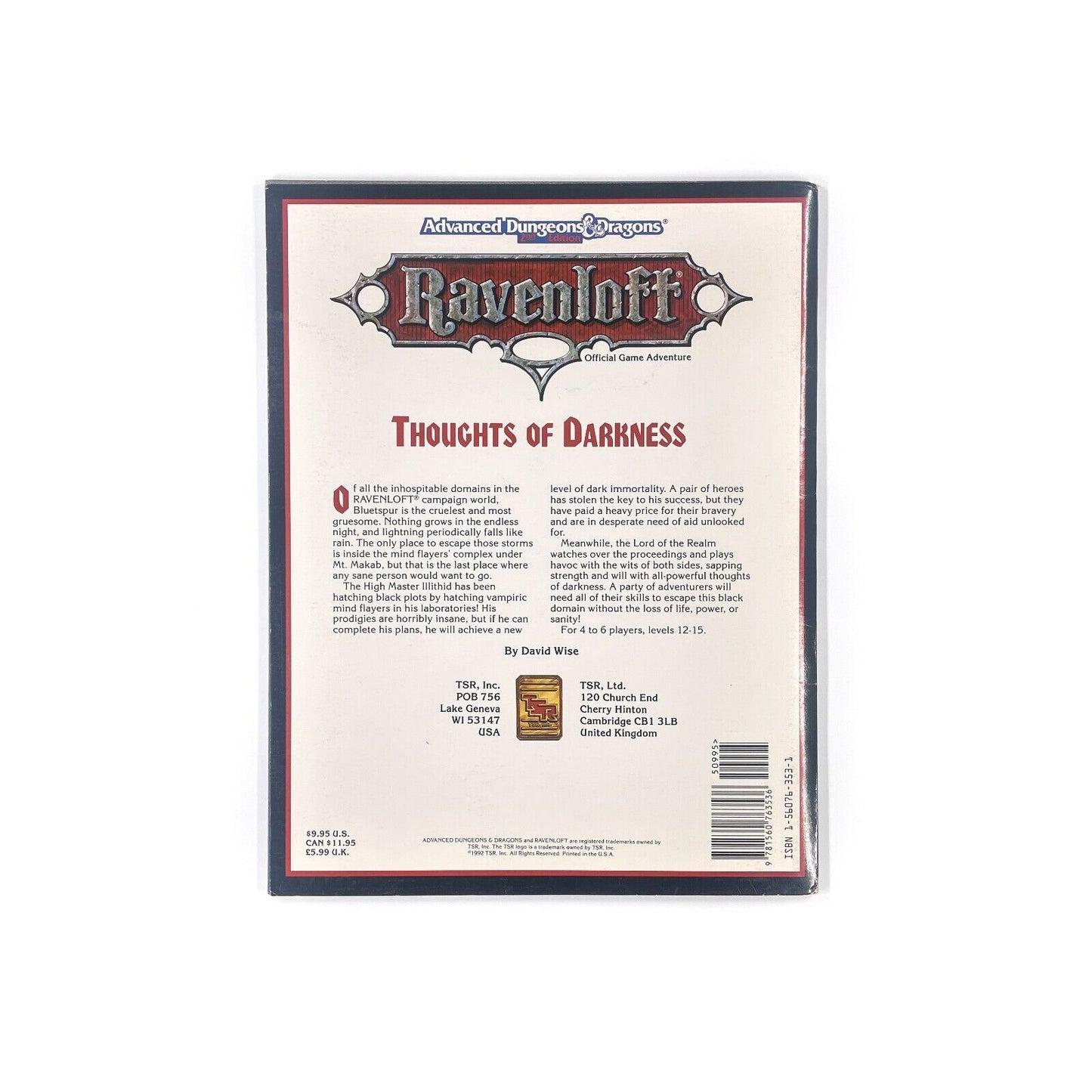 AD&D 2nd Edition - Ravenloft, Thoughts of Darkness [NM]