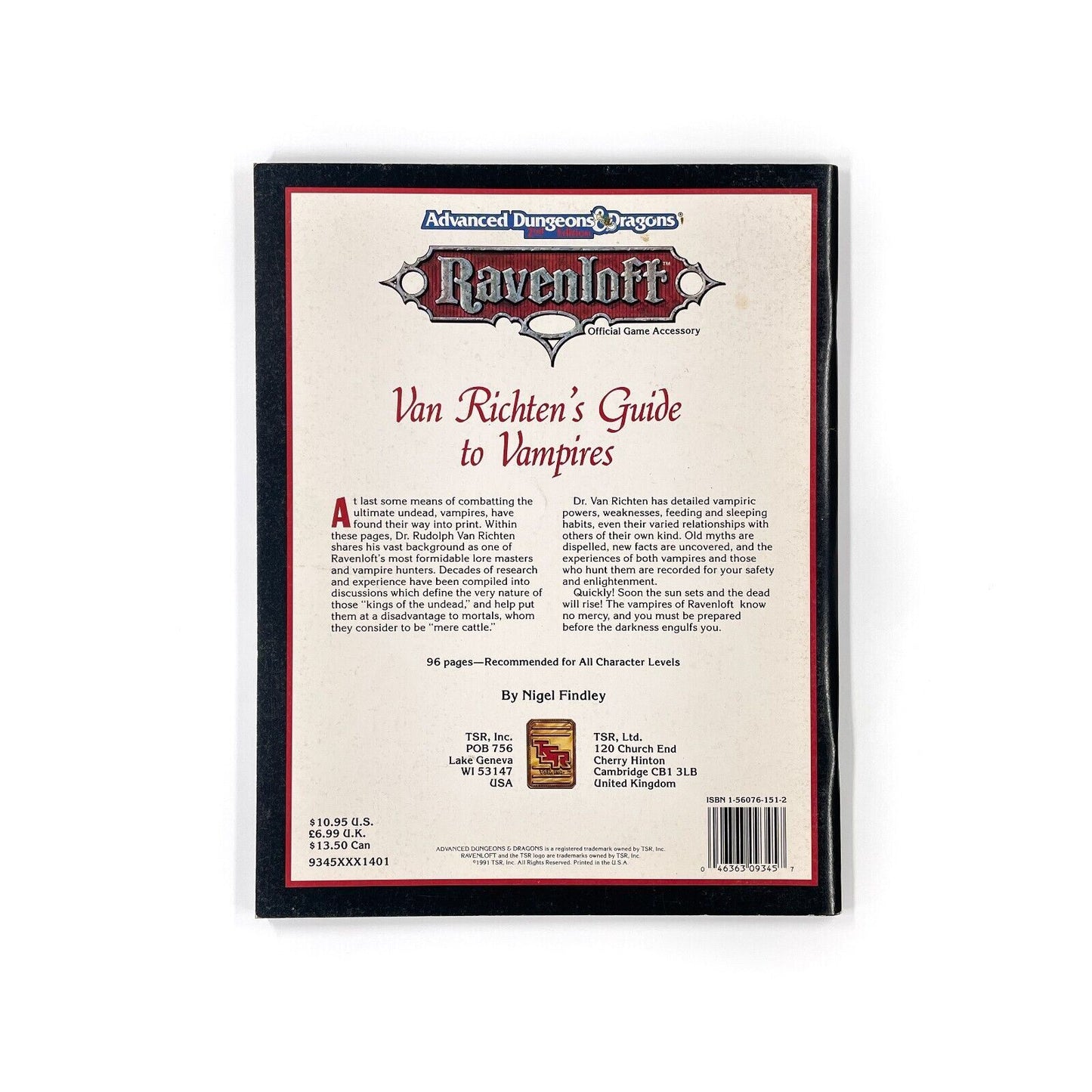 AD&D 2nd Edition - Ravenloft, Van Richten's Guide to Vampires [NM]